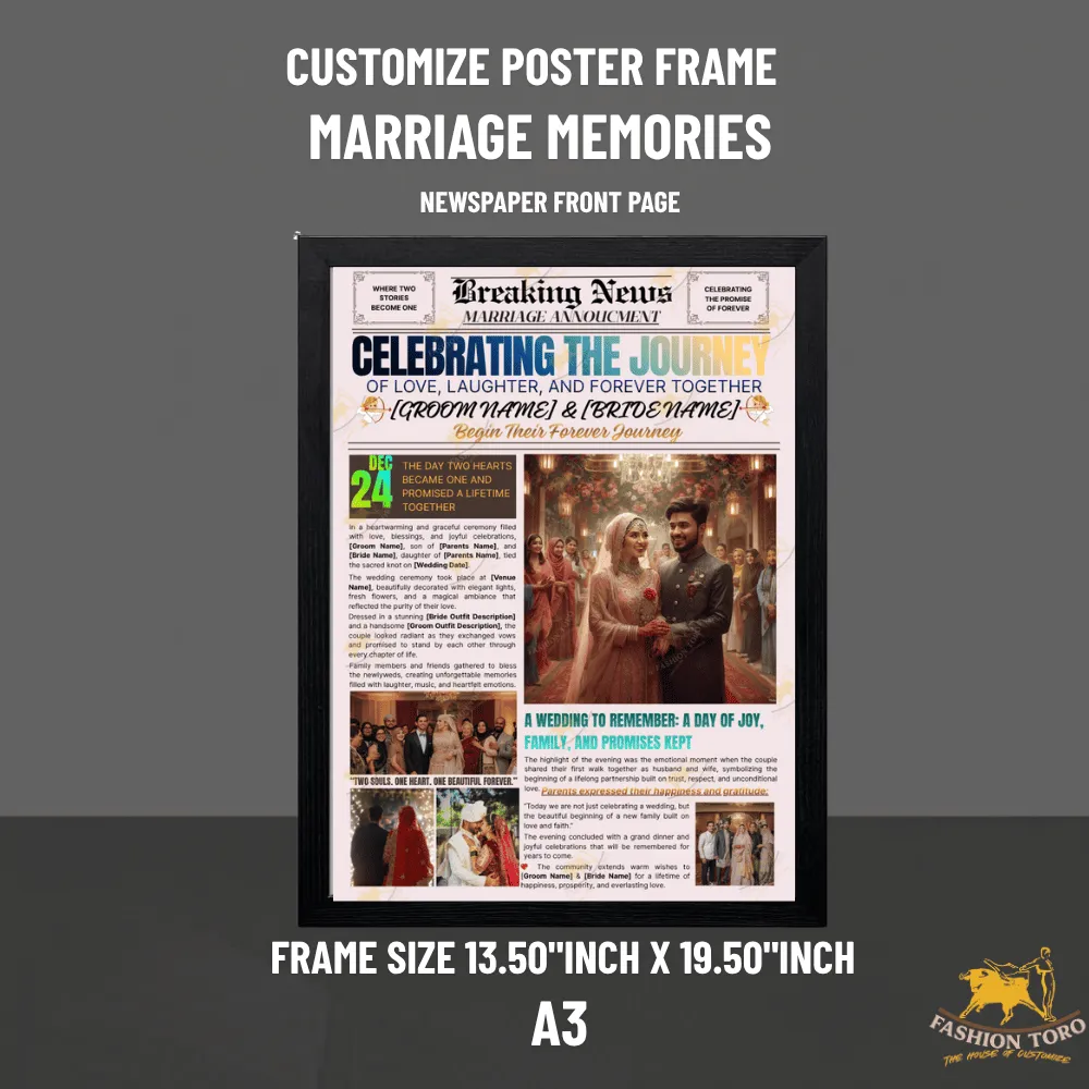 Happy Marriage Customize Poster Frame