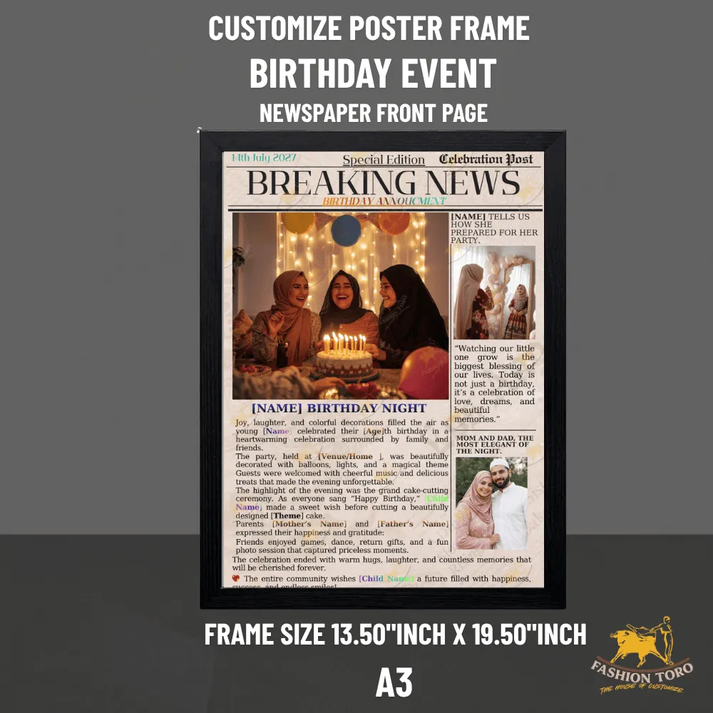 Birthday Event  Customize Poster Frame